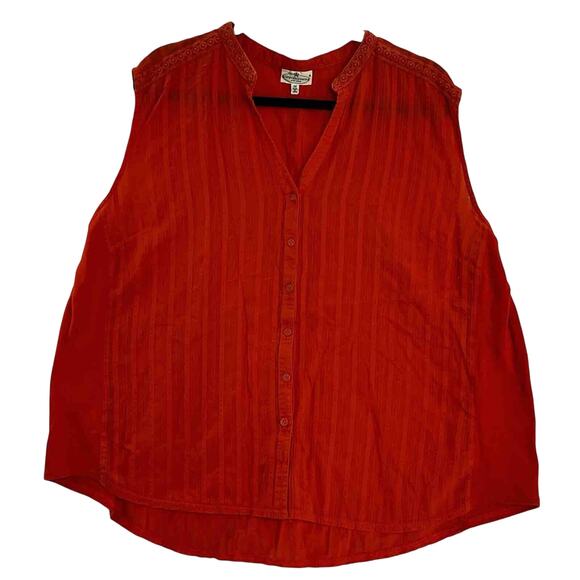 Grand & Greene Womens Button Front Split Neck Sleeveless Blouse Sze 3X - Picture 1 of 6